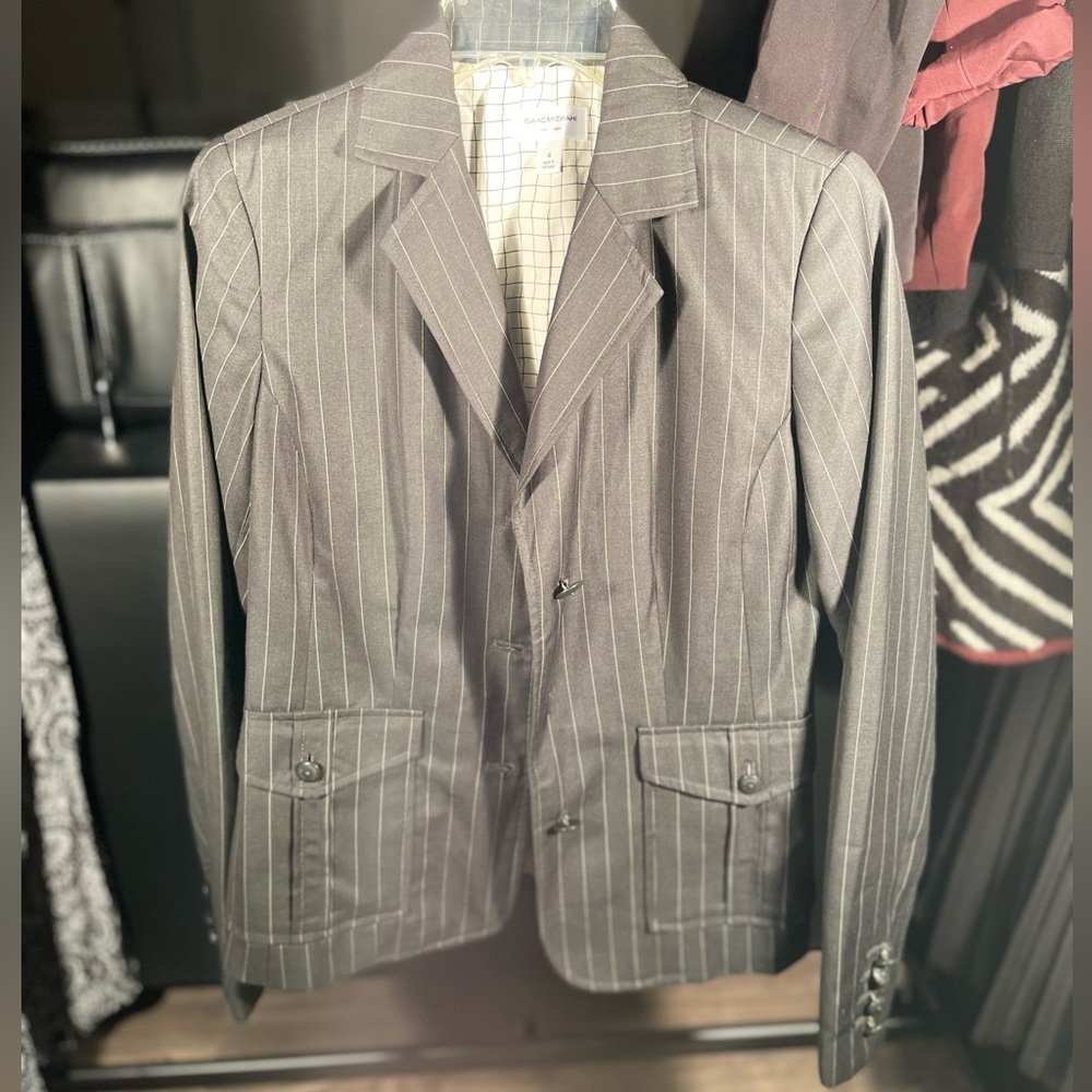 🛑 Isaac Mizrahi Dark Charcoal Pinstripe Blazer